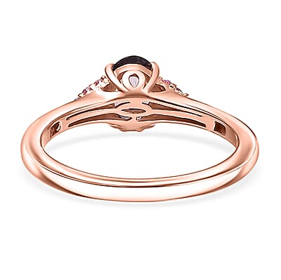 D'Joy Royal Lavender Spinel and Madagascar Pink Sapphire 1.00 ctw Floral Bloom Ring in 18K Vermeil Rose Gold Over Sterling Silver (Size 10.0)