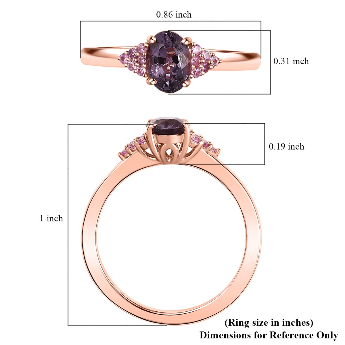 D'Joy Royal Lavender Spinel and Madagascar Pink Sapphire 1.00 ctw Floral Bloom Ring in 18K Vermeil Rose Gold Over Sterling Silver (Size 10.0) image number 5