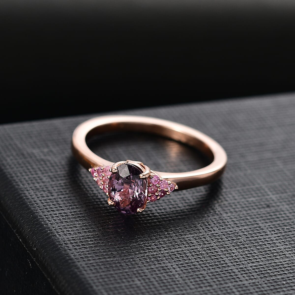 D'Joy Royal Lavender Spinel and Madagascar Pink Sapphire 1.00 ctw Floral Bloom Ring in 18K Vermeil Rose Gold Over Sterling Silver (Size 6.0) image number 1