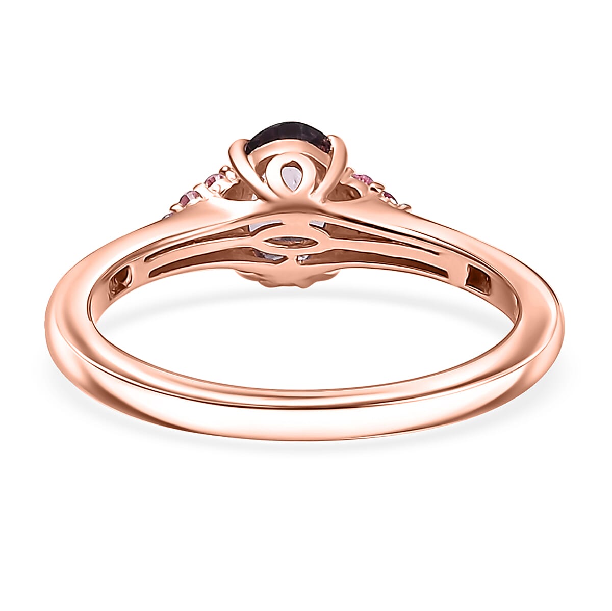 D'Joy Royal Lavender Spinel and Madagascar Pink Sapphire 1.00 ctw Floral Bloom Ring in 18K Vermeil Rose Gold Over Sterling Silver (Size 6.0) image number 4