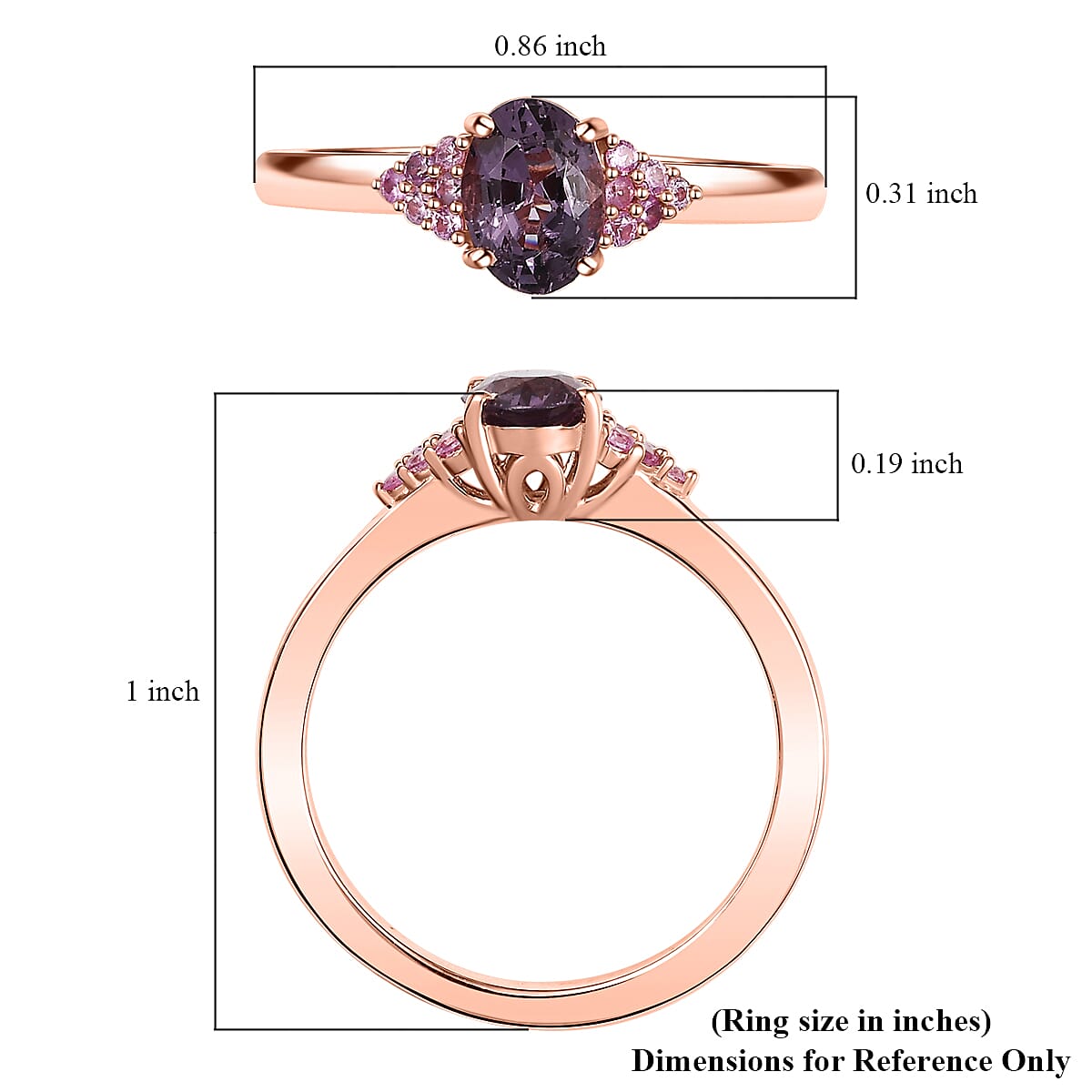 D'Joy Royal Lavender Spinel and Madagascar Pink Sapphire 1.00 ctw Floral Bloom Ring in 18K Vermeil Rose Gold Over Sterling Silver (Size 6.0) image number 5