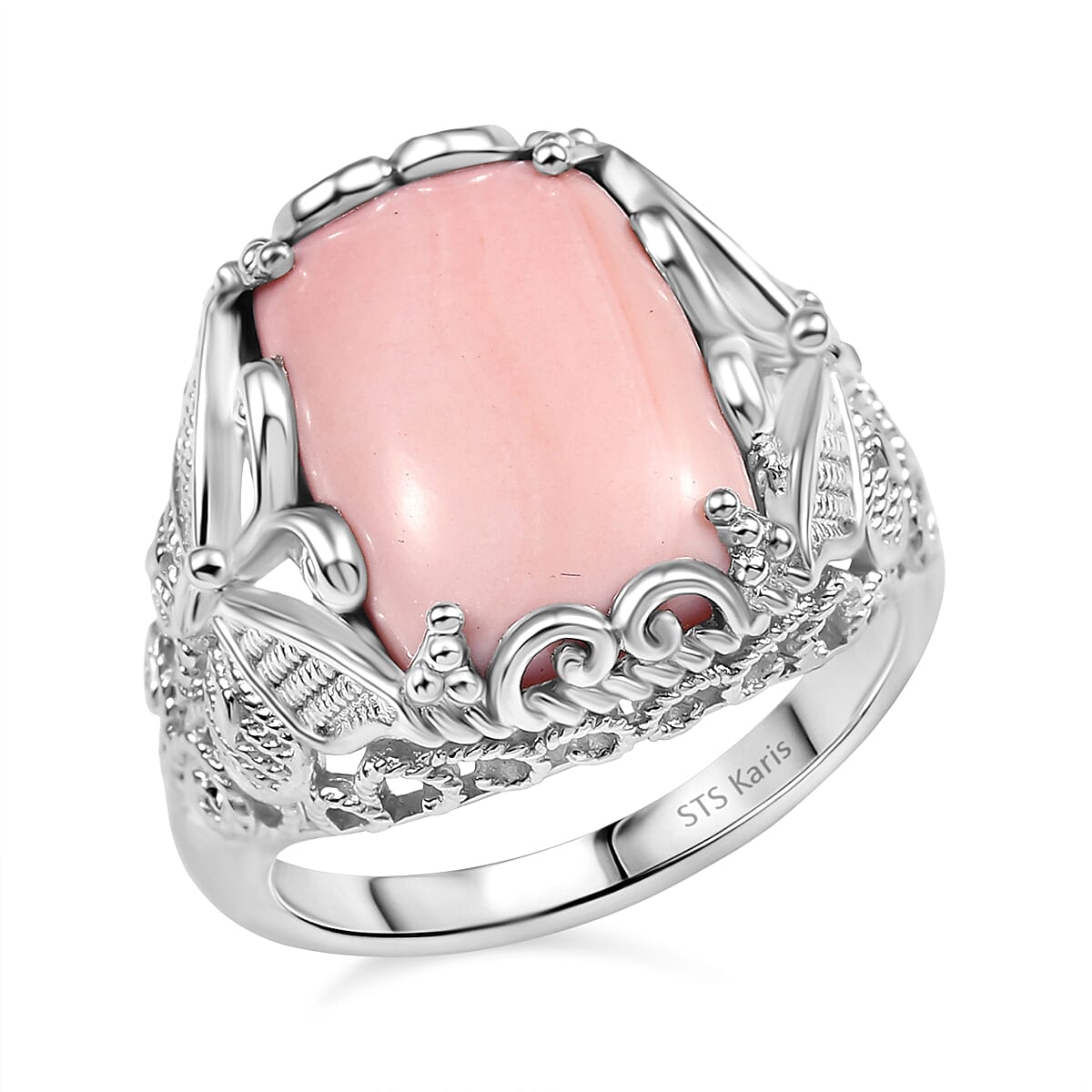 Karis Oregon Peach Opal 4.65 ctw Butterfly Ring in Platinum Bond (Size 10.0)
