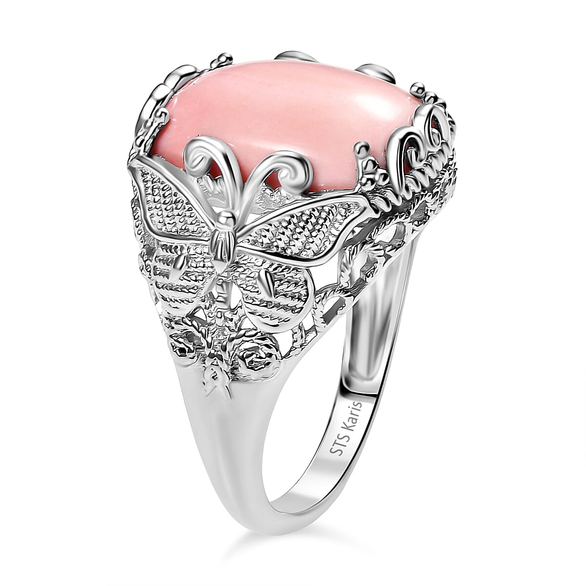 Karis Oregon Peach Opal 4.65 ctw Butterfly Ring in Platinum Bond (Size 10.0)