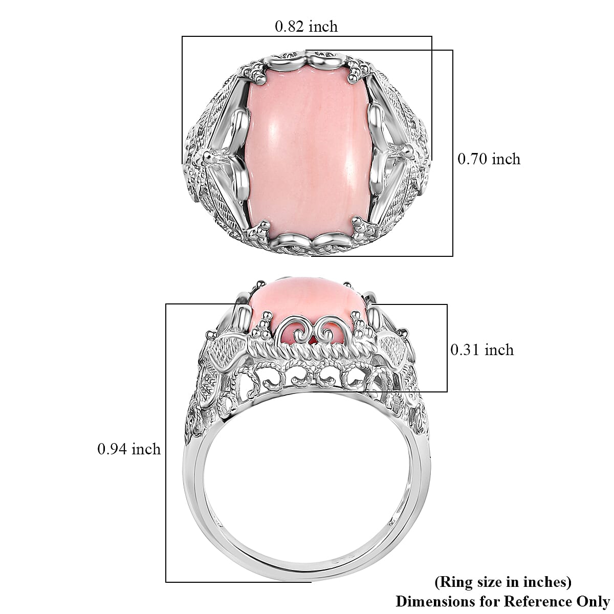 Karis Oregon Peach Opal 4.65 ctw Butterfly Ring in Platinum Bond (Size 10.0)
