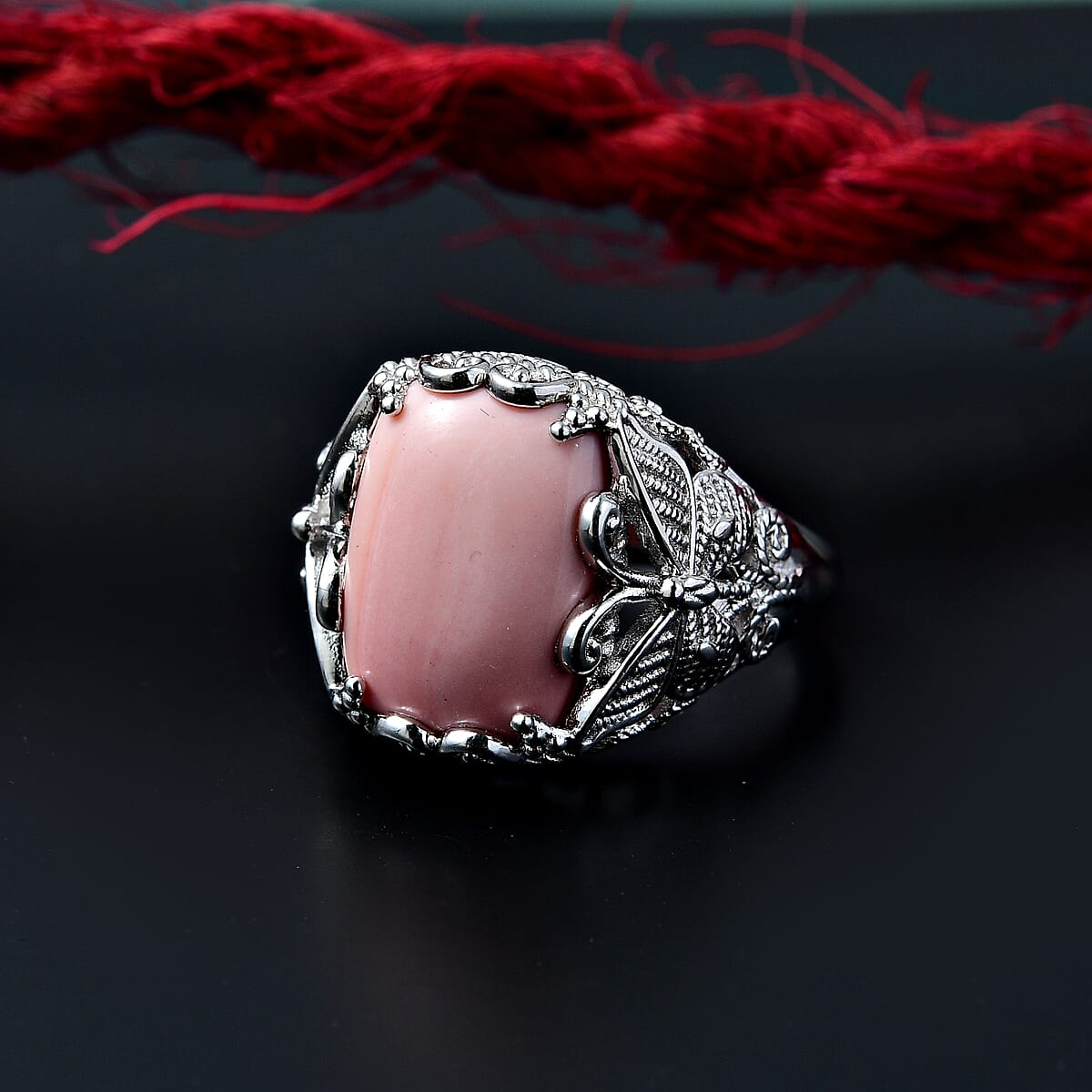 Karis Oregon Peach Opal 4.65 ctw Butterfly Ring in Platinum Bond (Size 8.0) image number 1