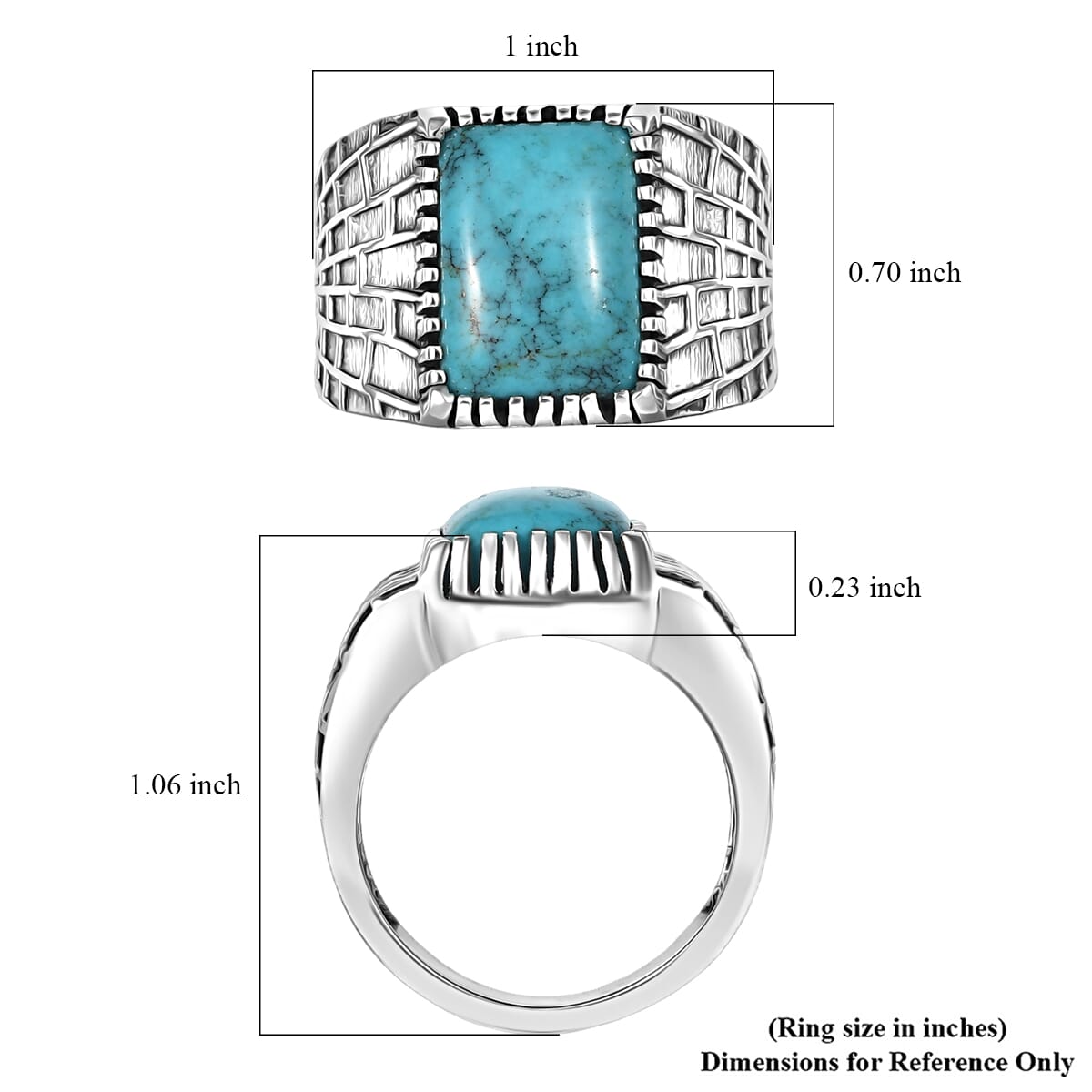D'Joy Artisan Crafted Blue Moon Turquoise 5.60 ctw Spider House Mens Ring Sterling Silver (Size 10.0) image number 5
