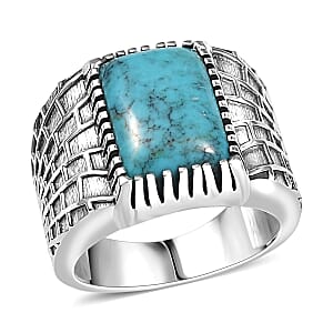 D'Joy Artisan Crafted Blue Moon Turquoise 5.60 ctw Spider House Mens Ring Sterling Silver (Size 11.0)