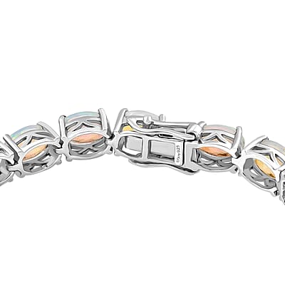D'Joy Premium Ethiopian Welo Opal 12.85 ctw Tennis Bracelet in Rhodium Over Sterling Silver (6.50 In)