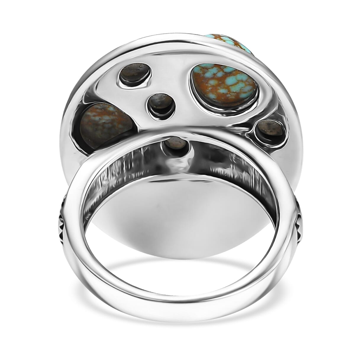 D'Joy Artisan Crafted White Buffalo and Blue Moon Turquoise 3.40 ctw Winter Howl Ring in Black Oxidized Sterling Silver (Size 10.0) image number 4