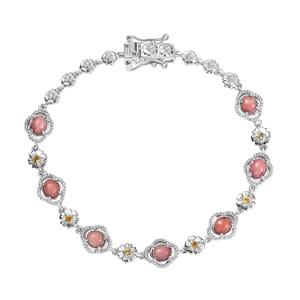 Karis Oregon Peach Opal and Multi Gemstone 2.25 ctw Floral Bracelet in Platinum Bond (7.25 In)