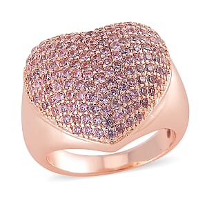 Simulated Pink Diamond 3.00 ctw Heart Ring in Rosetone (Size 6.75) 