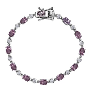 Royal Lavender Spinel and Luxuriant Lab Grown Diamond G-H SI 7.80 ctw Lilac Vines Bracelet in Rhodium Over Sterling Silver (6.50 In)