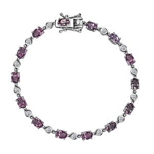 Royal Lavender Spinel and Luxuriant Lab Grown Diamond G-H SI 8.90 ctw Lilac Vines Bracelet in Rhodium Over Sterling Silver (7.25 In)