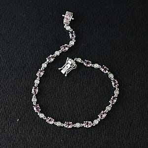 Royal Lavender Spinel and Luxuriant Lab Grown Diamond G-H SI 8.90 ctw Lilac Vines Bracelet in Rhodium Over Sterling Silver (7.25 In)