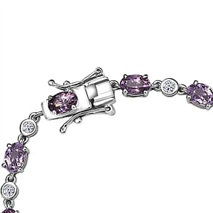 Royal Lavender Spinel and Luxuriant Lab Grown Diamond G-H SI 8.90 ctw Lilac Vines Bracelet in Rhodium Over Sterling Silver (7.25 In)