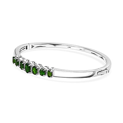 D'Joy Premium Chrome Diopside 3.50 ctw Celestial Bangle Bracelet in Rhodium Over Sterling Silver (7.25In)