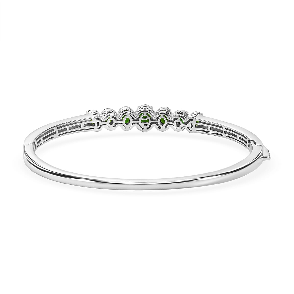 D'Joy Premium Chrome Diopside 3.50 ctw Celestial Bangle Bracelet in Rhodium Over Sterling Silver (7.25In) image number 4