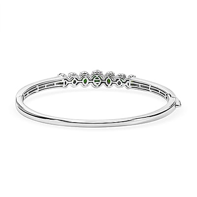 D'Joy Premium Chrome Diopside 3.50 ctw Celestial Bangle Bracelet in Rhodium Over Sterling Silver (7.25In)
