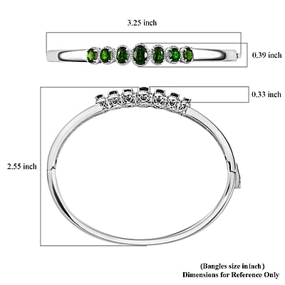D'Joy Premium Chrome Diopside 3.50 ctw Celestial Bangle Bracelet in Rhodium Over Sterling Silver (7.25In)