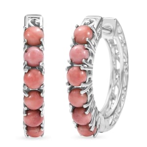 Karis Oregon Peach Opal 1.75 ctw Hoop Earrings in Platinum Bond