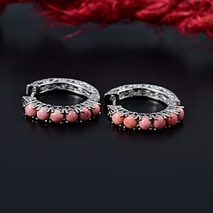 Karis Oregon Peach Opal 1.75 ctw Hoop Earrings in Platinum Bond