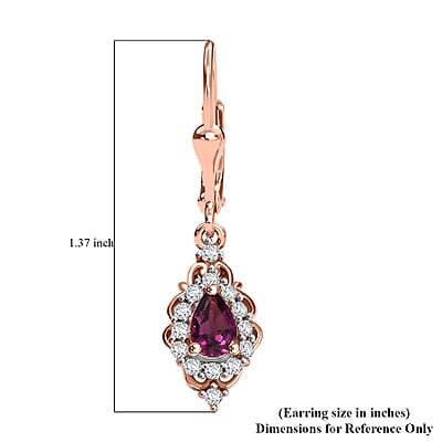 D'Joy AAA Radiant Ember Garnet and White Zircon 1.50 ctw Majestic Teardrop Earrings in 18K Vermeil Rose Gold Over Sterling Silver