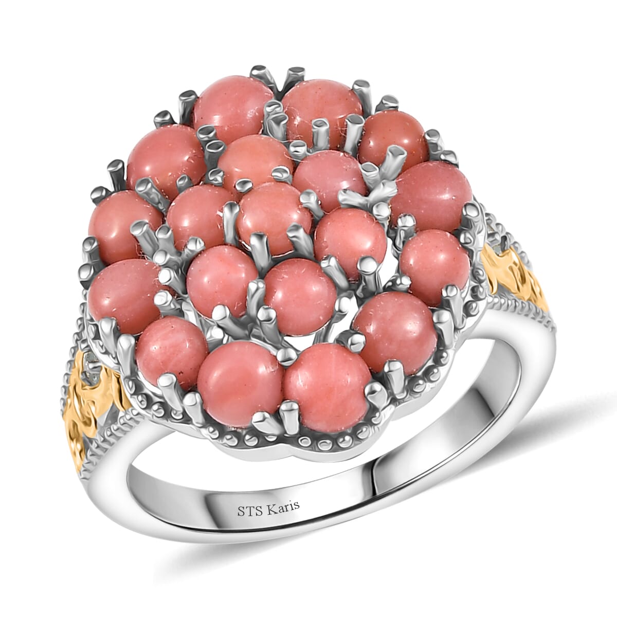 Karis Oregon Peach Opal and Lagoon Apatite 2.20 ctw Blooming Garden Ring in 18K YG Plated and Platinum Bond (Size 10.0) image number 0