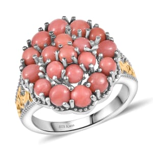 Karis Oregon Peach Opal and Lagoon Apatite 2.20 ctw Blooming Garden Ring in 18K YG Plated and Platinum Bond (Size 7.0)