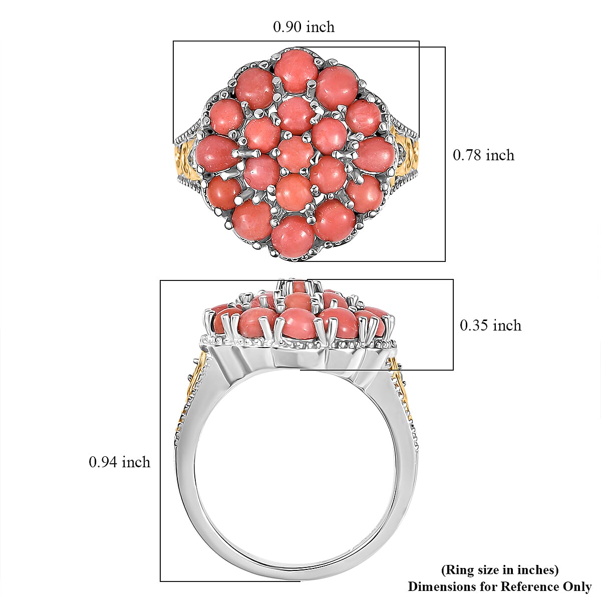 Karis Oregon Peach Opal and Lagoon Apatite 2.20 ctw Blooming Garden Ring in 18K YG Plated and Platinum Bond (Size 7.0) image number 5