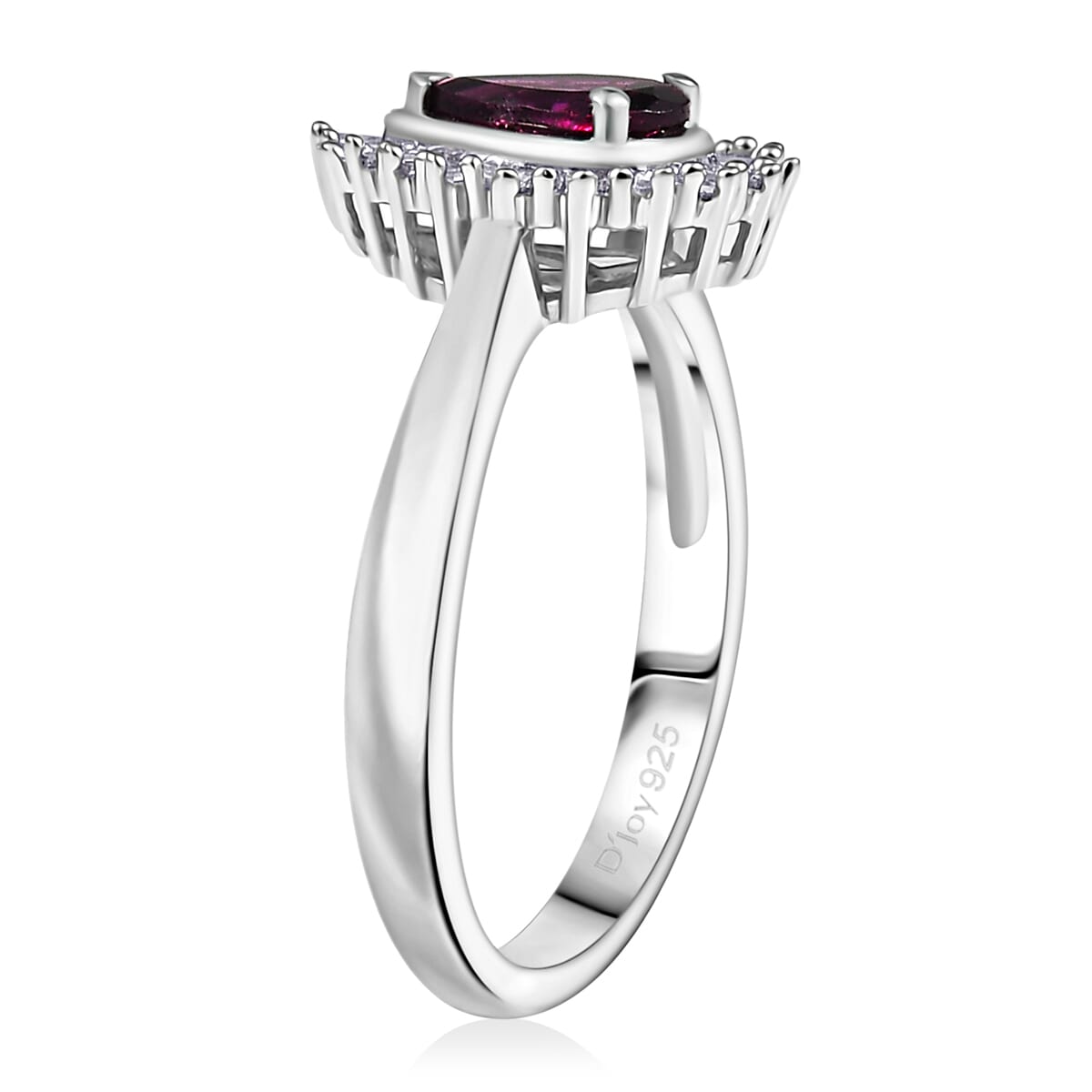 D'Joy AAA Radiant Ember Garnet and Diamond 1.10 ctw Celestial Crown Ring in Rhodium Over Sterling Silver (Size 10.0) image number 3