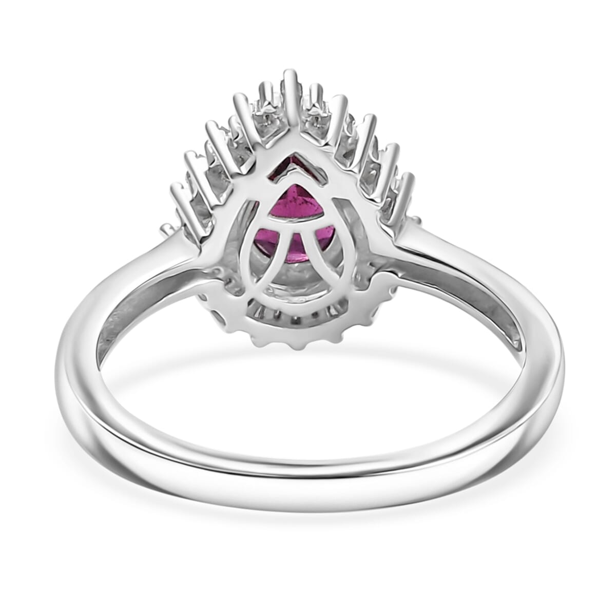 D'Joy AAA Radiant Ember Garnet and Diamond 1.10 ctw Celestial Crown Ring in Rhodium Over Sterling Silver (Size 10.0) image number 4