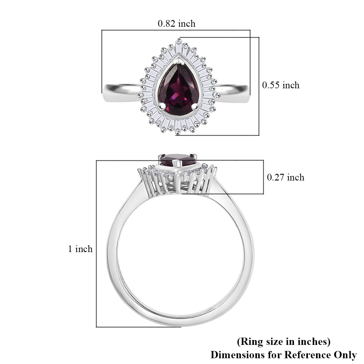 D'Joy AAA Radiant Ember Garnet and Diamond 1.10 ctw Celestial Crown Ring in Rhodium Over Sterling Silver (Size 7.0) image number 5