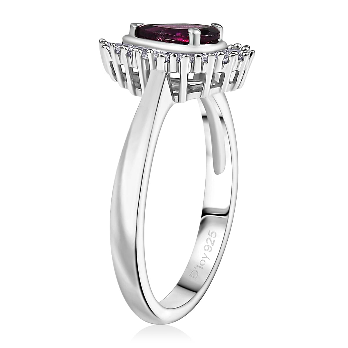 D'Joy AAA Radiant Ember Garnet and Diamond 1.10 ctw Celestial Crown Ring in Rhodium Over Sterling Silver (Size 8.0) image number 3