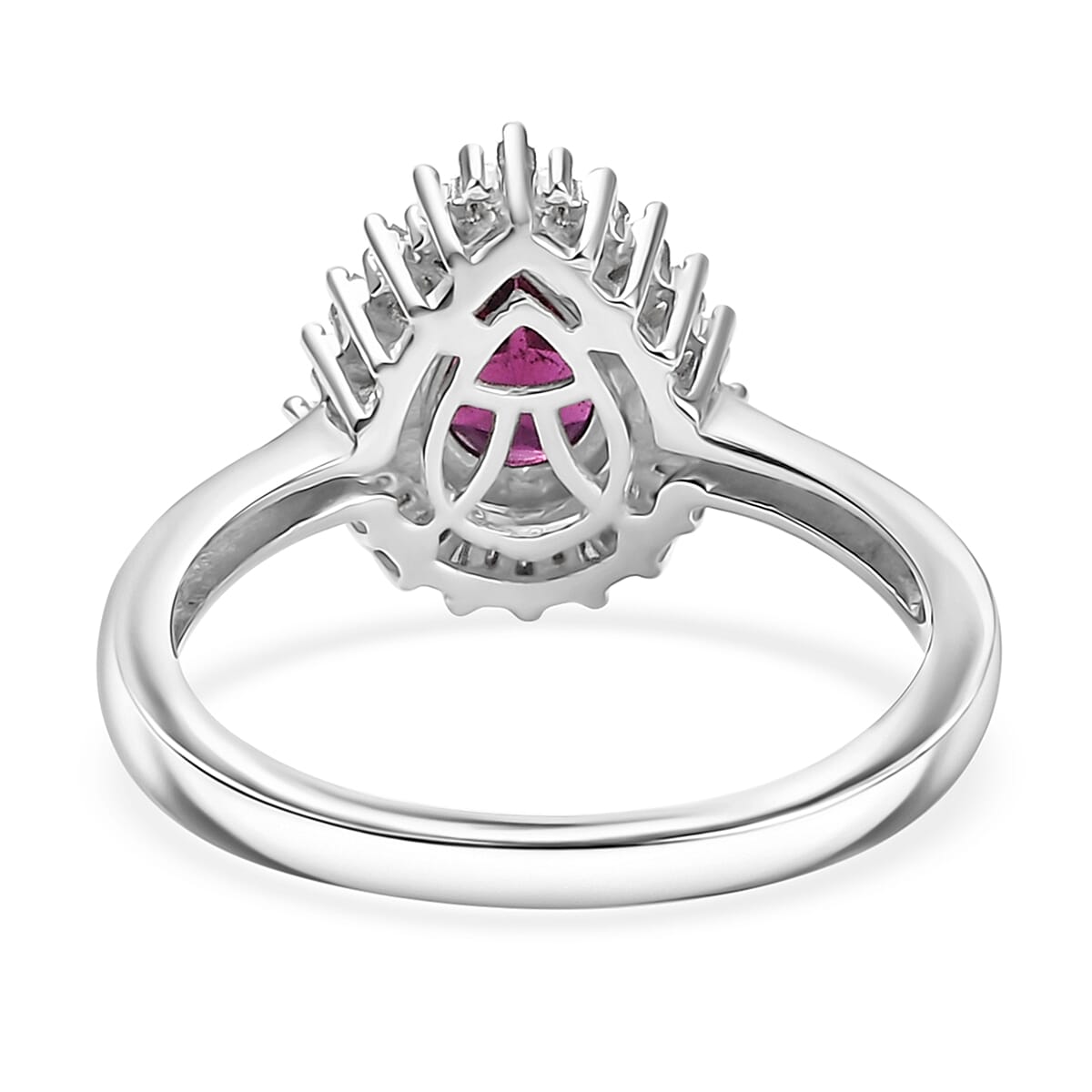D'Joy AAA Radiant Ember Garnet and Diamond 1.10 ctw Celestial Crown Ring in Rhodium Over Sterling Silver (Size 8.0) image number 4