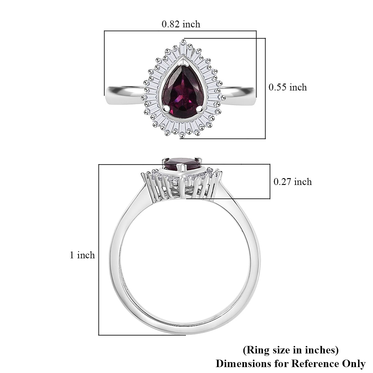 D'Joy AAA Radiant Ember Garnet and Diamond 1.10 ctw Celestial Crown Ring in Rhodium Over Sterling Silver (Size 8.0) image number 5