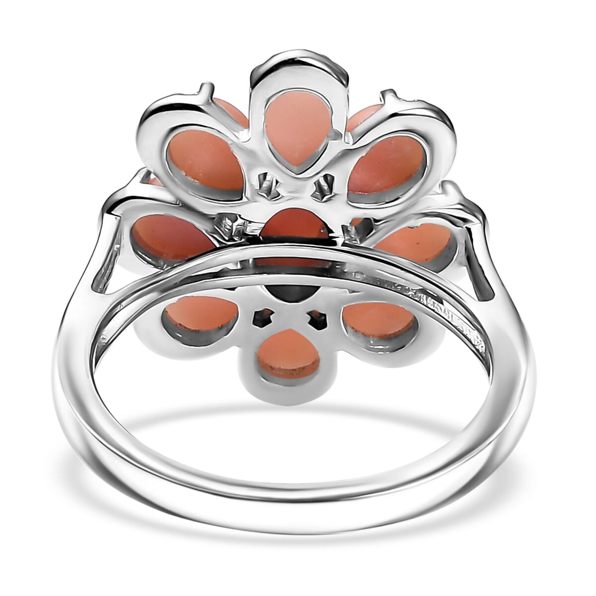 D'Joy Oregon Peach Opal 2.75 ctw Floral Ring in Rhodium Over Sterling Silver (Size 10.0) image number 4