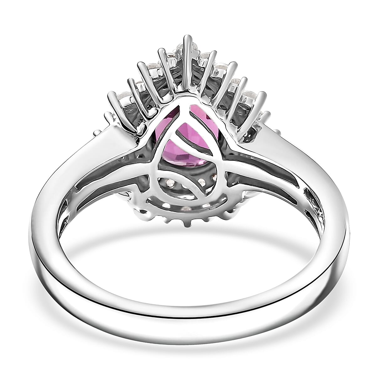 D'Joy AAA Radiant Ember Garnet and Multi Gemstone 2.20 ctw Regal Radiance Ring in Rhodium Over Sterling Silver (Size 10.0)