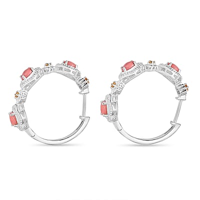 Karis Oregon Peach Opal and Brazilian Citrine 1.40 ctw Floral Hoop Earrings in Patinum Bond