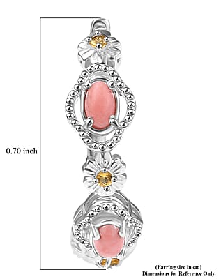Karis Oregon Peach Opal and Brazilian Citrine 1.40 ctw Floral Hoop Earrings in Patinum Bond