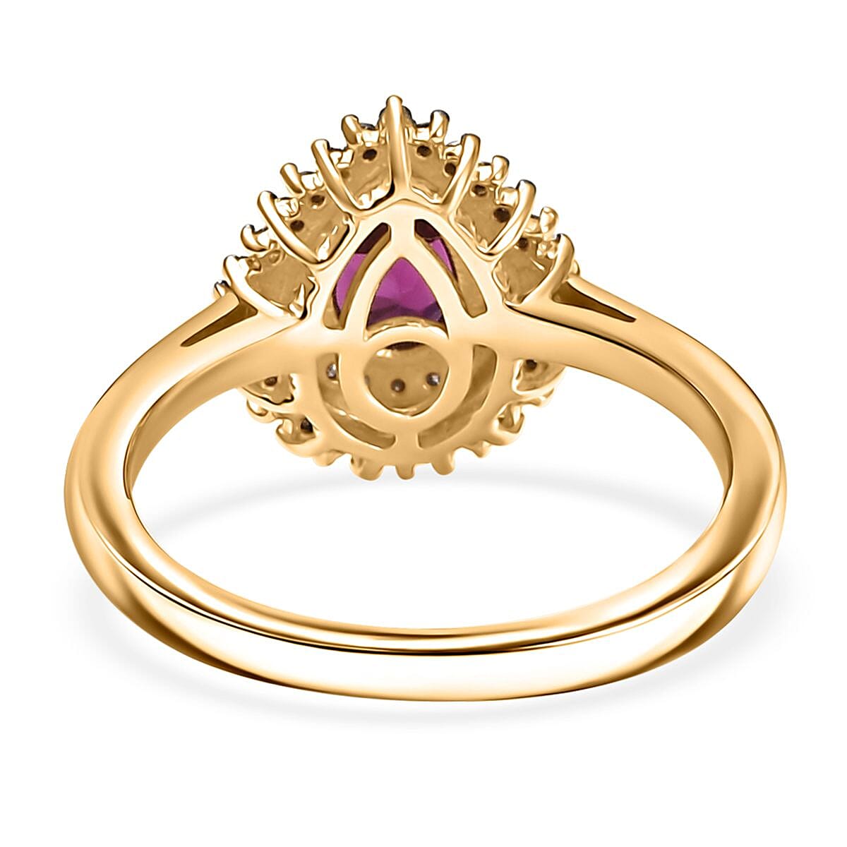 D'Joy AAA Radiant Ember Garnet, Natural Champagne and White Diamond 1.10 ctw Royal Luxe Ring in 18K Vermeil Yellow Gold Over Sterling Silver (Size 10.0)