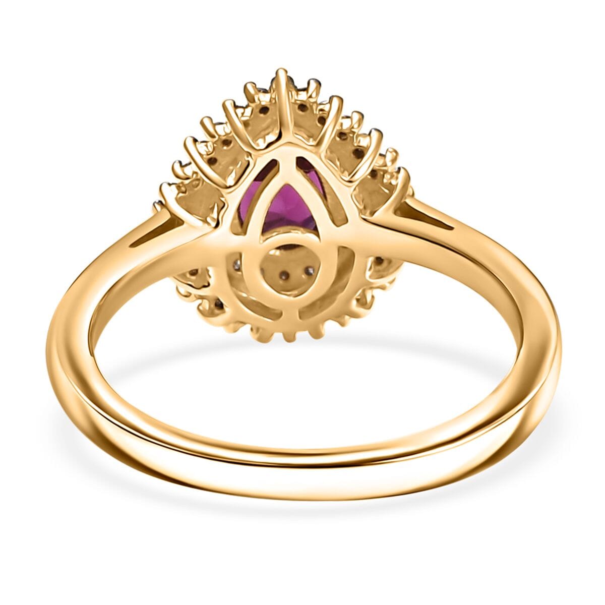 AAA Radiant Ember Garnet Natural Champagne and White Diamond (0.24 cts) Ring in 18K Vermeil YG Over Sterling Silver (Size 10.0) 1.10 ctw image number 4