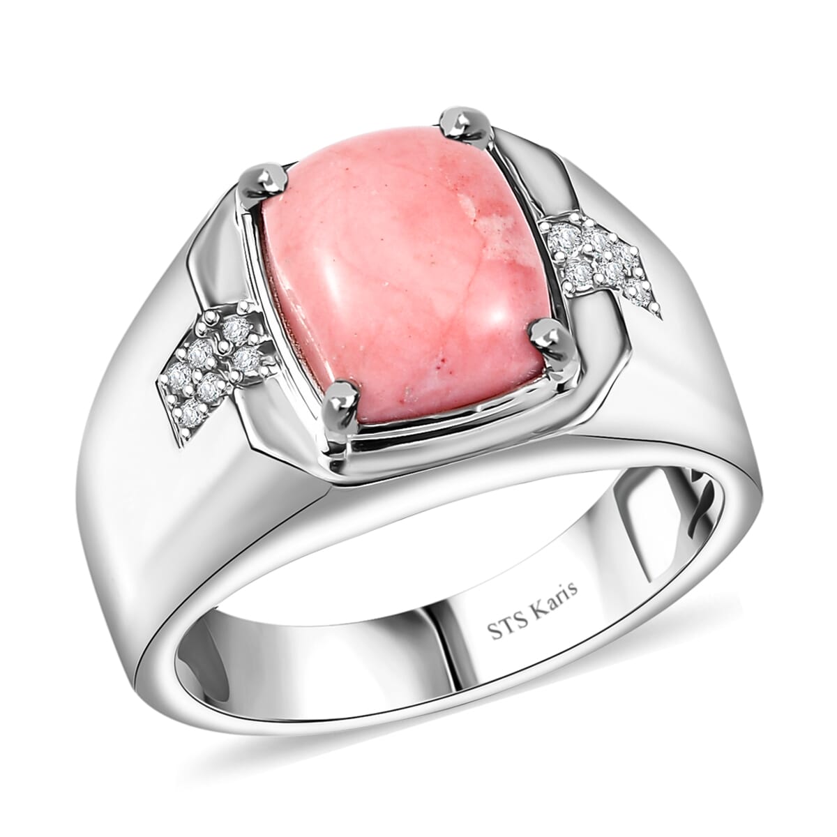 Karis Oregon Peach Opal and White Zircon 3.00 ctw Mens Ring in Platinum Bond (Size 11.0) image number 0