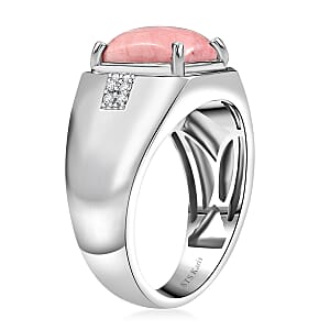 Karis Oregon Peach Opal and White Zircon 3.00 ctw Mens Ring in Platinum Bond (Size 11.0)