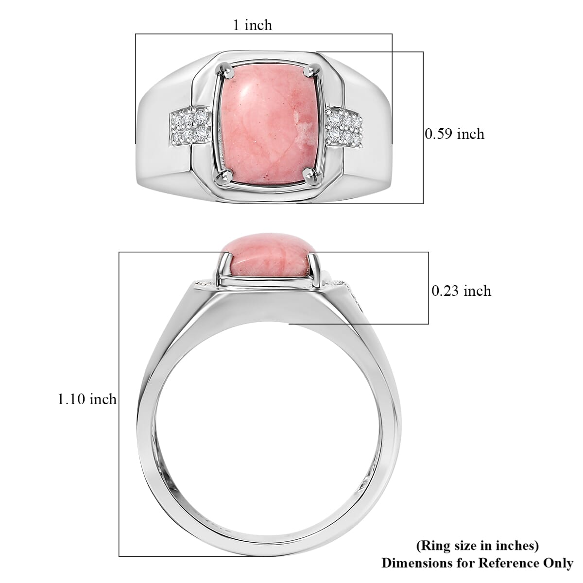 Karis Oregon Peach Opal and White Zircon 3.00 ctw Mens Ring in Platinum Bond (Size 11.0) image number 5