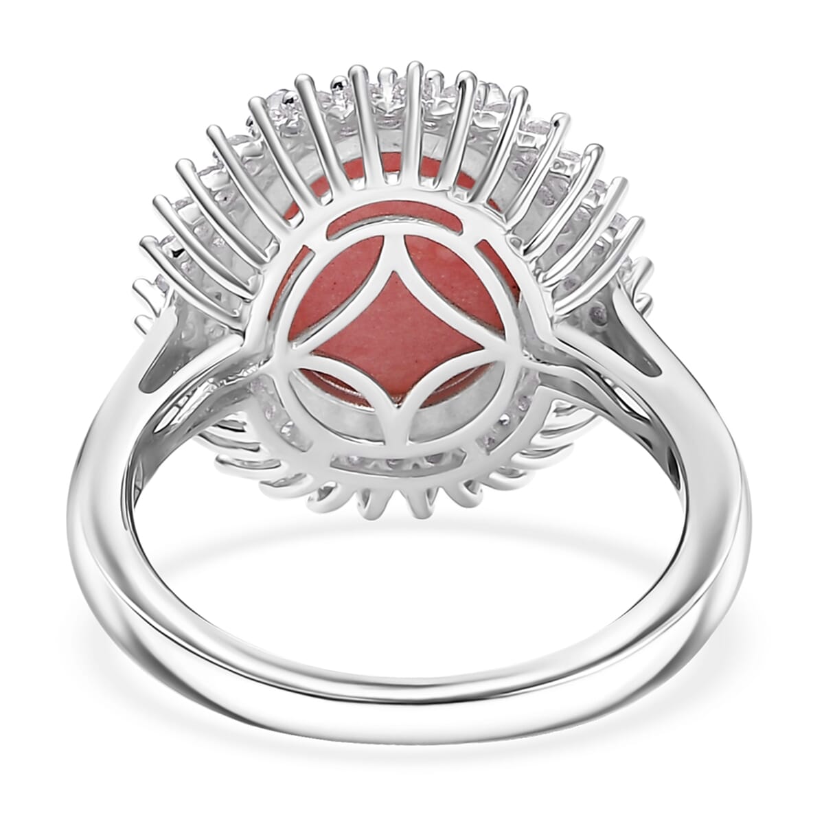 D'Joy Karis Oregon Peach Opal and White Zircon 4.15 ctw Sunburst Ring in Platinum Bond (Size 10.0) image number 4