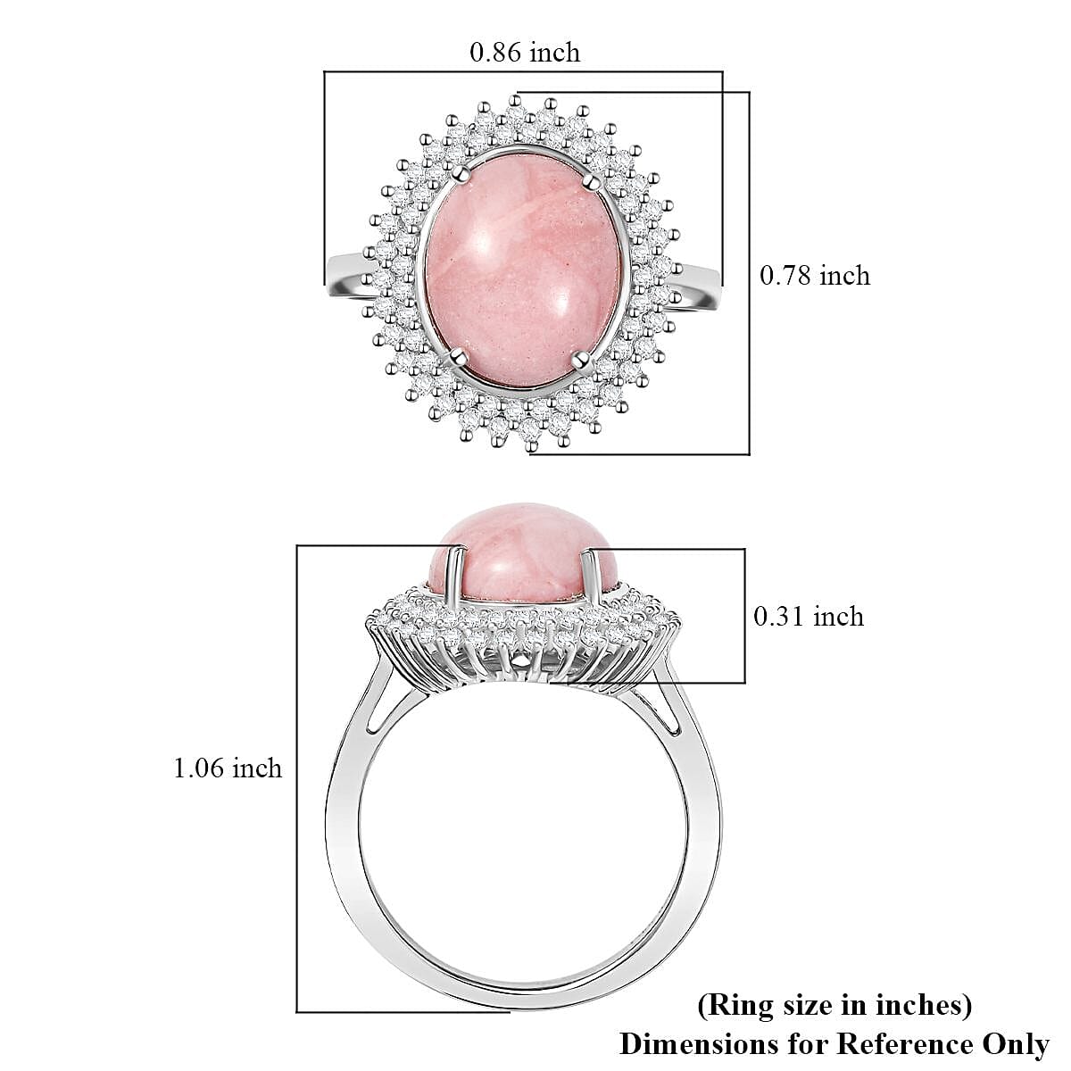 D'Joy Oregon Peach Opal and White Zircon 4.15 ctw Sunburst Ring in Platinum Over Sterling Silver (Size 9.0) image number 5