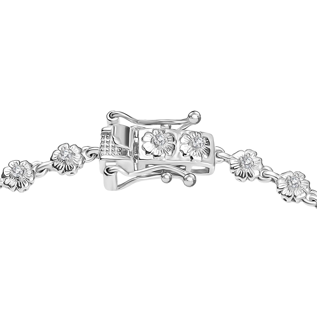 Karis Oregon Peach Opal and Multi Gemstone 2.50 ctw Floral Bracelet in Platinum Bond (8.00 In) image number 2