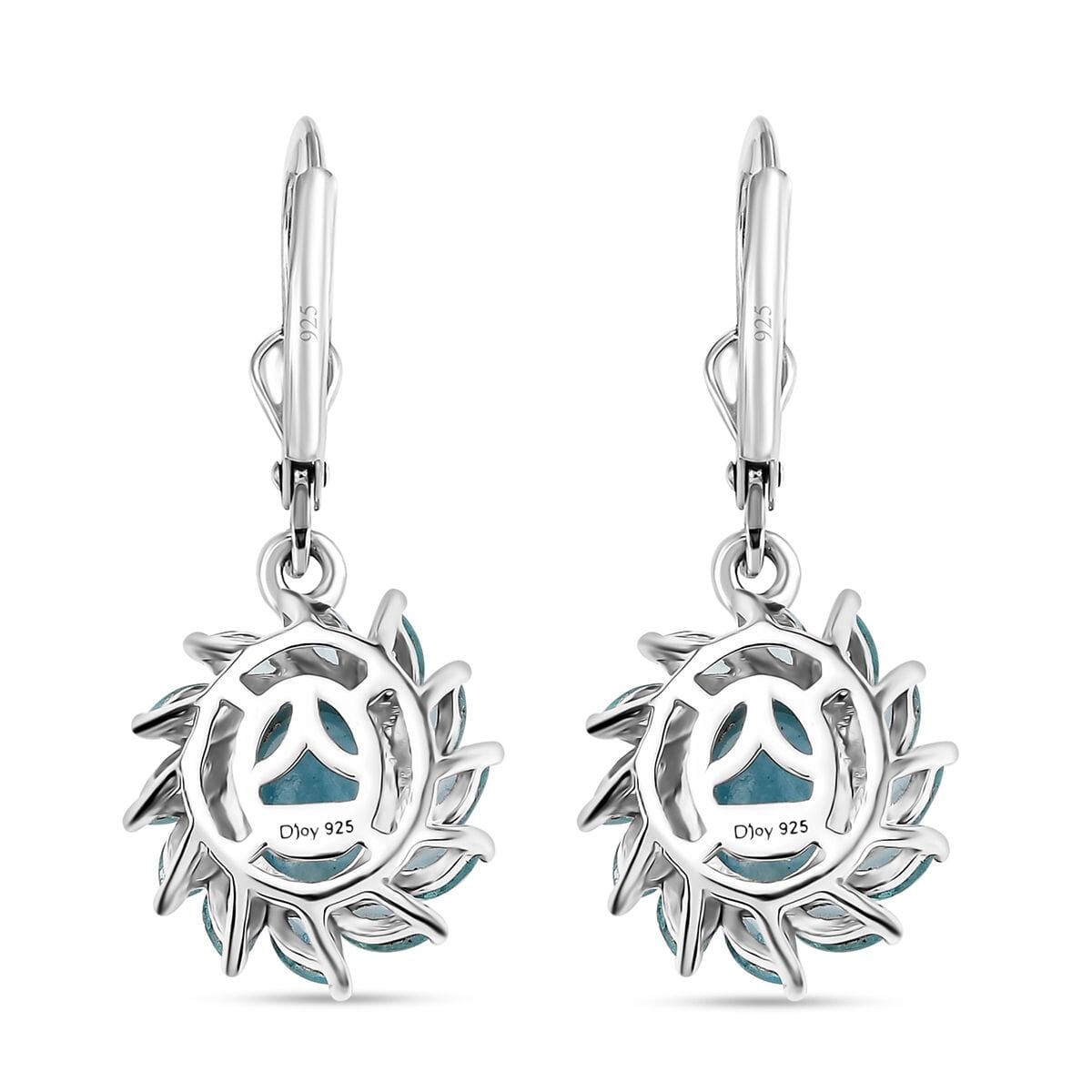 D'Joy Premium Larimar and Apatite 5.10 ctw Bloom Earrings in Rhodium Over Sterling Silver image number 5