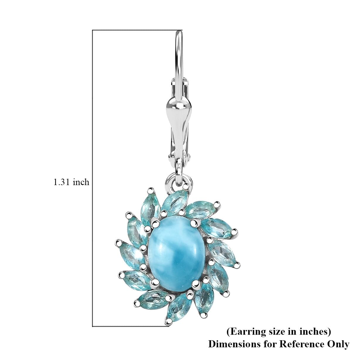 D'Joy Premium Larimar and Apatite 5.10 ctw Bloom Earrings in Rhodium Over Sterling Silver image number 6