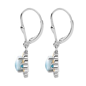 D'Joy Premium Larimar and Malgache Neon Apatite 2.15 ctw Filigree Earrings in 18K Vermeil YG and Rhodium Over Sterling Silver